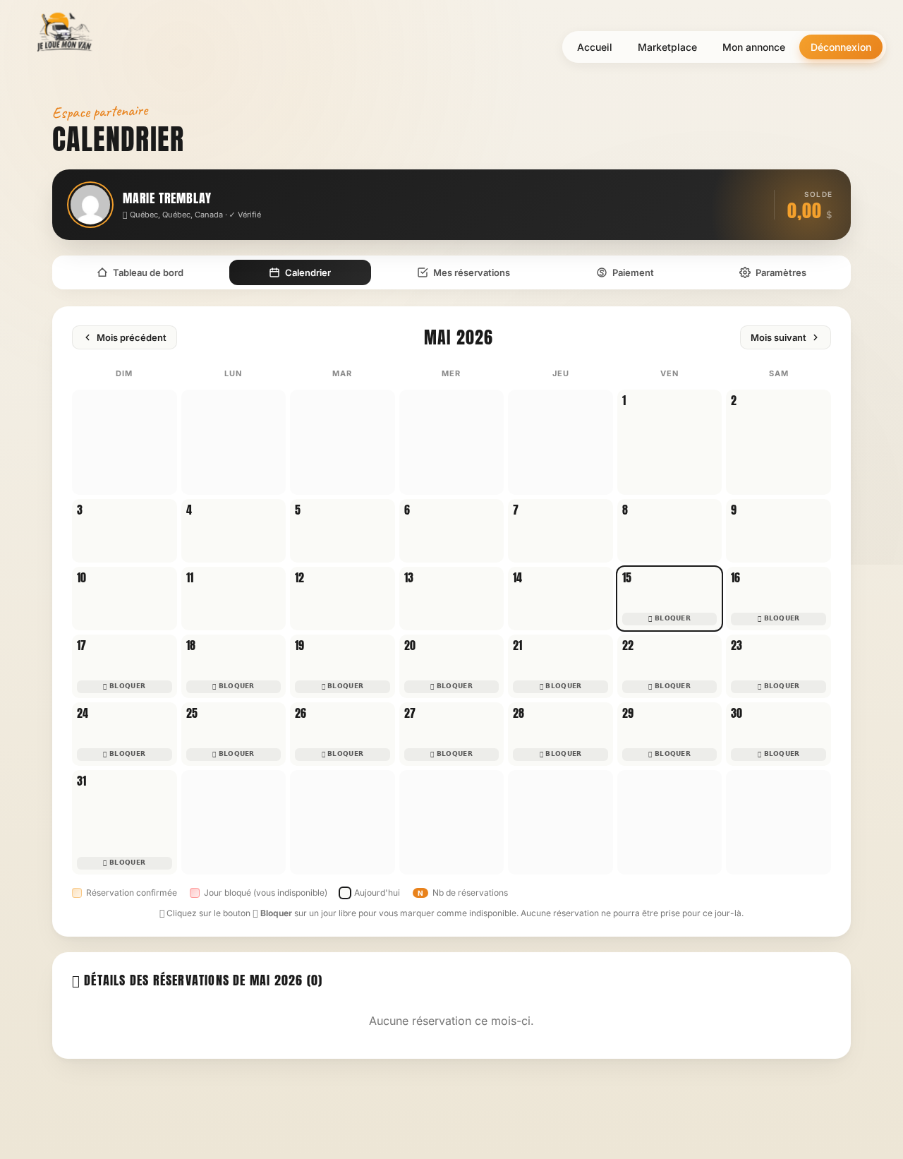 Calendrier partenaire desktop